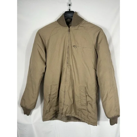 Vintage‎ Oakton LTD Mens Canvas Bomber Jacket Mens L Big & Extra Tall Fur Lined