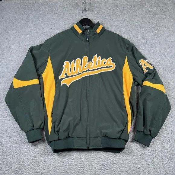 Oakland Athletics Jacket Mens XL Green Majestic Full Zip Therma Base Dugout