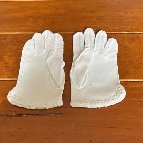 Vintage White Leather Madova Firenze Gloves