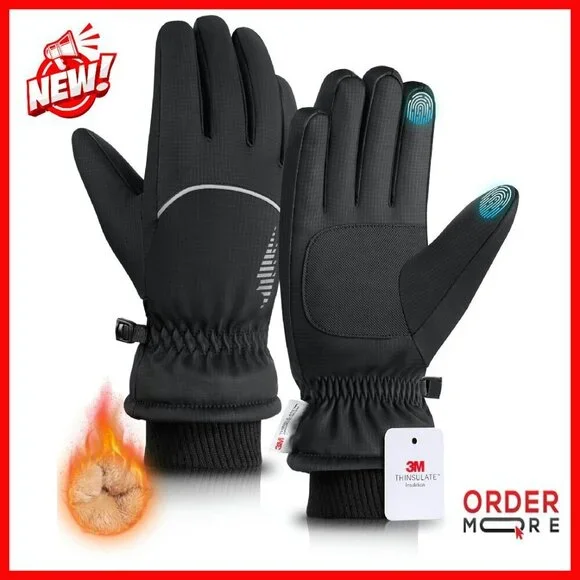 Thermal Ski Gloves Waterproof Touchscreen Cold Weather Running Cycling