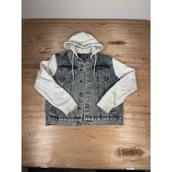 Brooklyn‎ Cloth NYC Denim Jacket Hoodie Style Sleeves & Hood - Size Medium