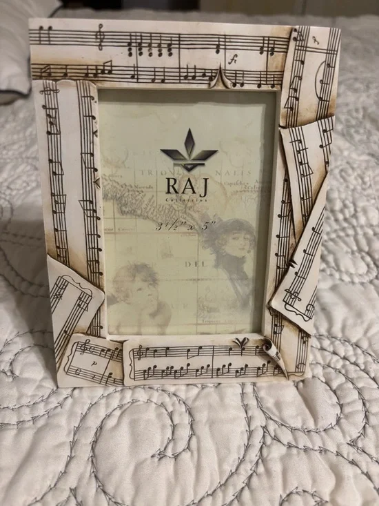 RAJ Cream and Brown Sheet Music Decorative Photo Frame