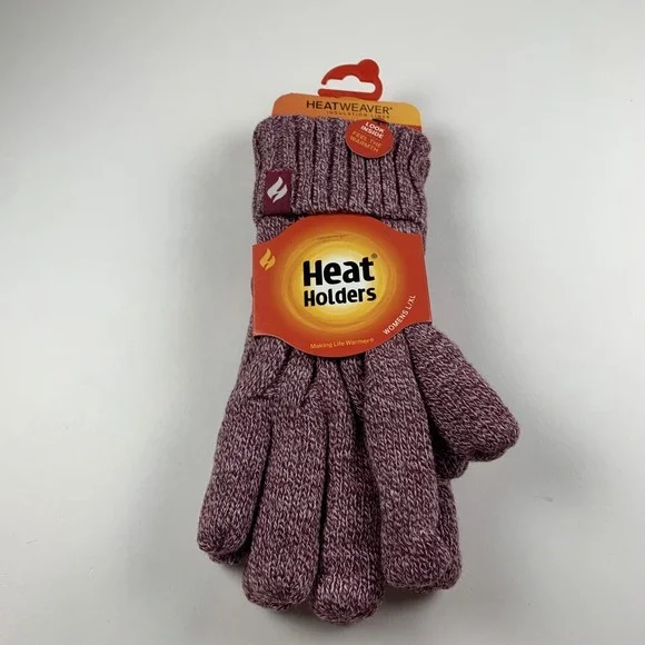 Heat Holders Tog Gloves Women's L/XL Purple Knitted Winter Thermal Heat Weaver‎