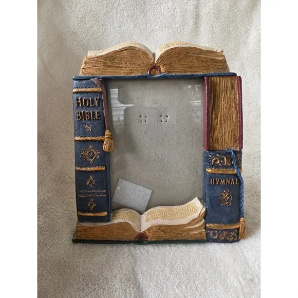 Vintage Gigi 3D Book Picture Frame Holy Bible Hymnal Resin 3.5x5 Photo