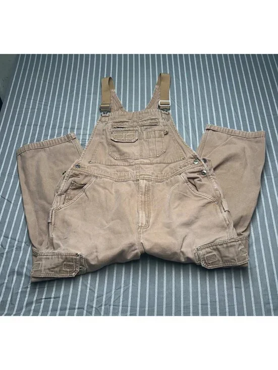 Duluth Trading Company tan duck canvas utility bib overalls Men's 40x30