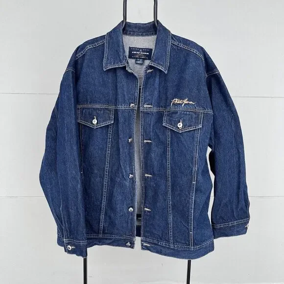 VTG Phat Farm XXL Denim Jacket Embroidered Blue Jean Streetwear Hip Hop