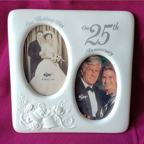 NWOT 25th Silver Anniversary Ceramic Picture Frame