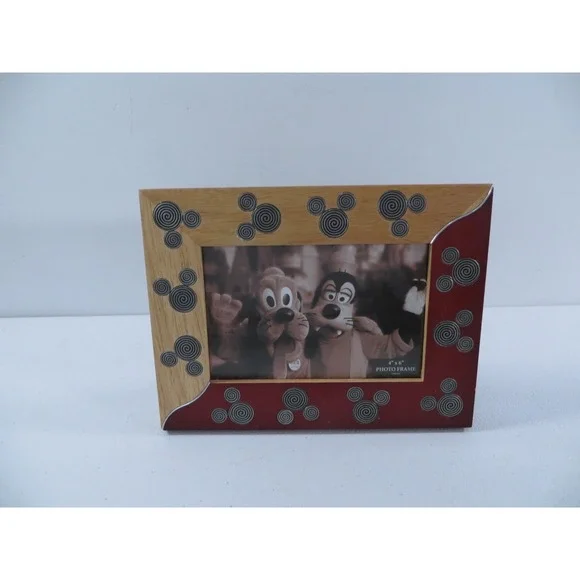 Disney 2 Tone Wood Mickey Mouse Head Inlaid Metal 4