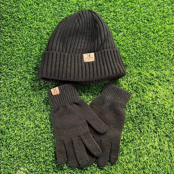 RAYLI Women’s Black Beanie Hat & Gloves