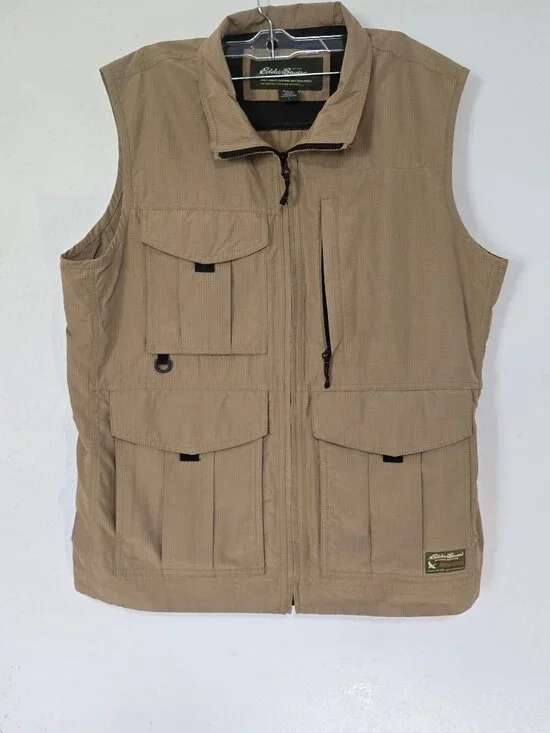 Eddie Bauer men's utility outdoor vest Fishing Camping Hunting sz Large