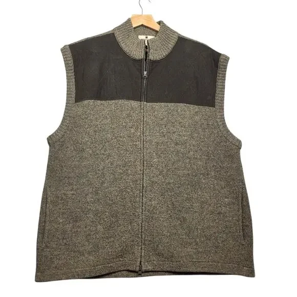 Woolrich Full Zip Wool Suede Quilted Trim Vest Size XL