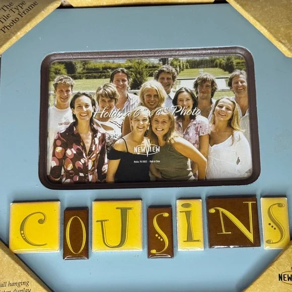New View‎ Blue Tile Type Photo Frame Cousins 6x4 Wall or Tabletop Display
