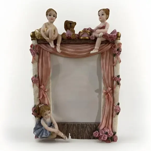 Vintage Montefiori Collection Italian 3D Resin Ballerina Picture Frame Pink Rose