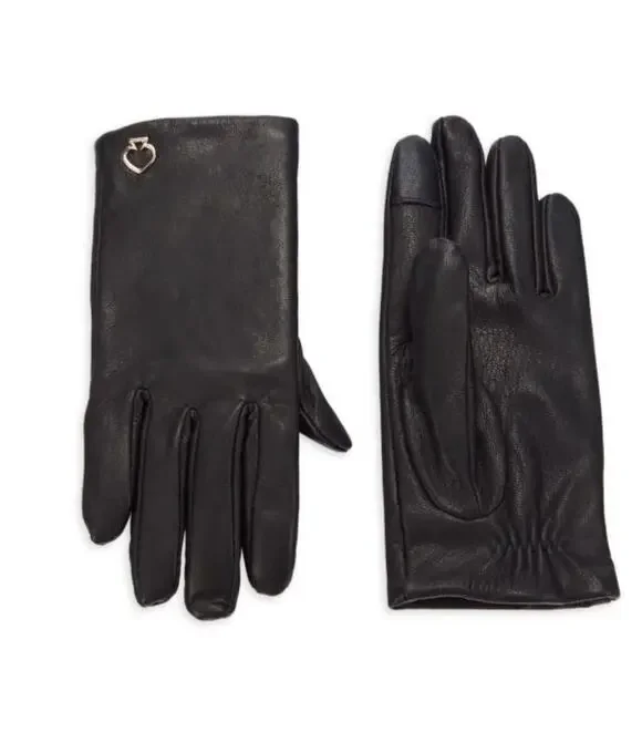 Kate Spade Logo Leather Gloves small black women gloves