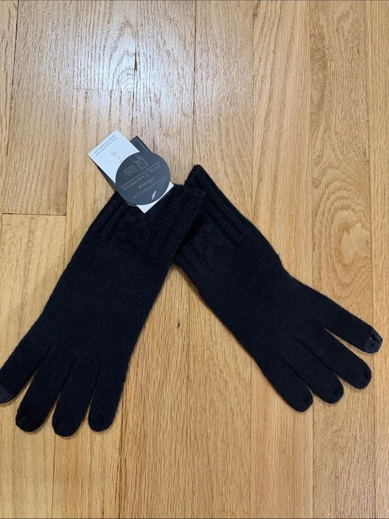 NWT Charter Club Black Cashmere Touch Screen Gloves
