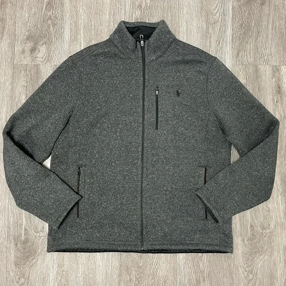 Polo Ralph Lauren Jacket Men's Large Gray Performance Fleece Better Sweater