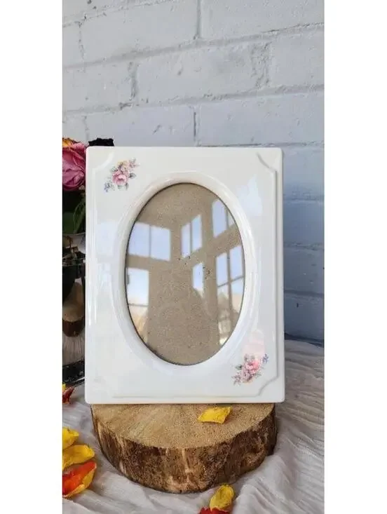 Vintage Floral Porcelain Picture Frame 5x7 Oval Opening | Weston Gallery