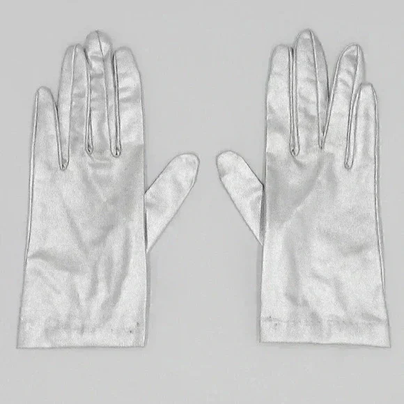 Deadstock Metallic Silver Gloves Size‎ XS Gloves Vintage Wedding Bridal Gloves