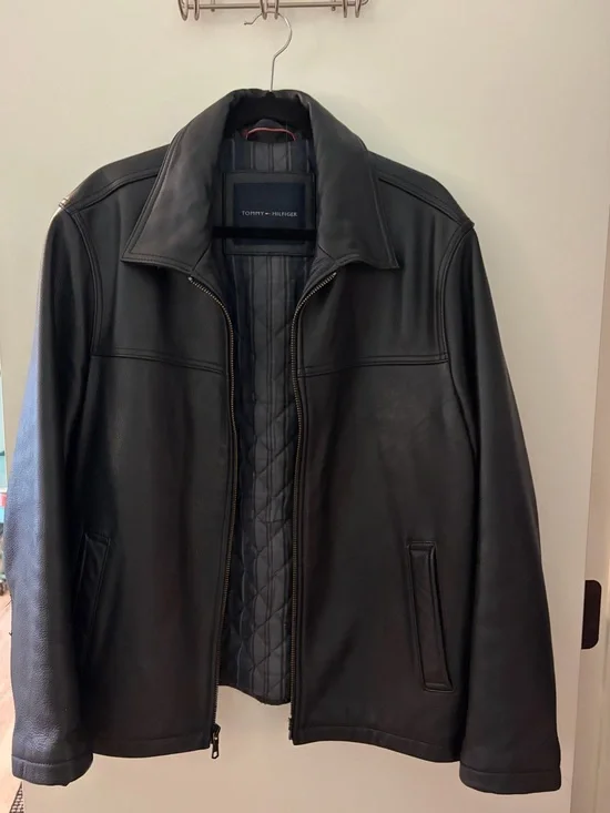 Men’s Tommy Hilfiger Black Leather Bomber Jacket