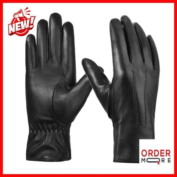 Cashmere Lined Sheepskin Leather Gloves Touchscreen Driving Winter