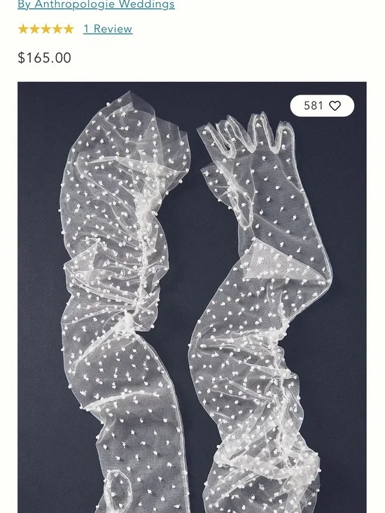 By Anthropologie - Wedding Over the Elbow Pearl Tulle Gloves