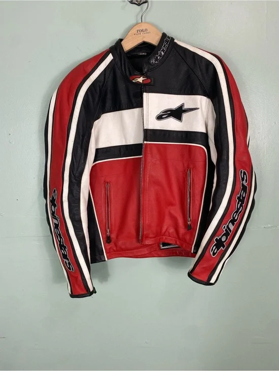 Alpinestars Leather Moto Jacket Size 40 ZIPPER NEEDS PULL THINGY