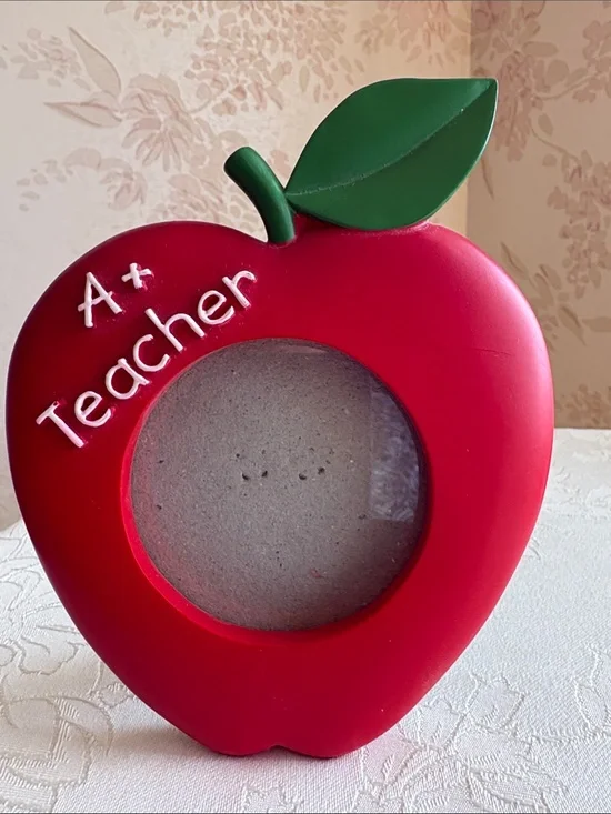 A+ Teacher Apple Photo Frame - Red with Green Leaf