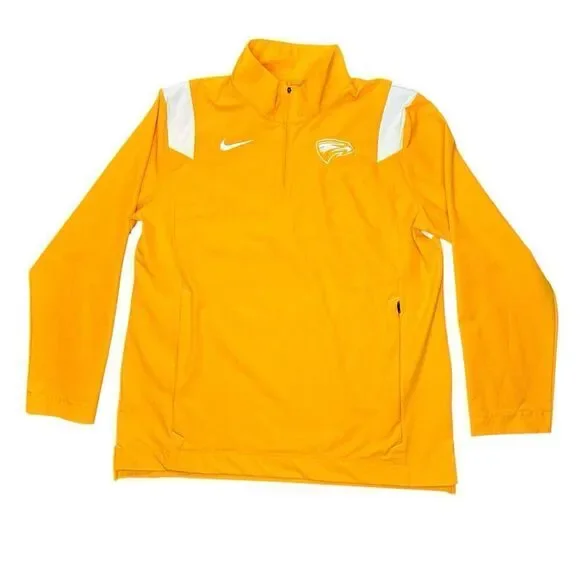NIKE Sz L Emory University Eagles Coaches Performance 1/4 Zip Jacket Gold Yellow