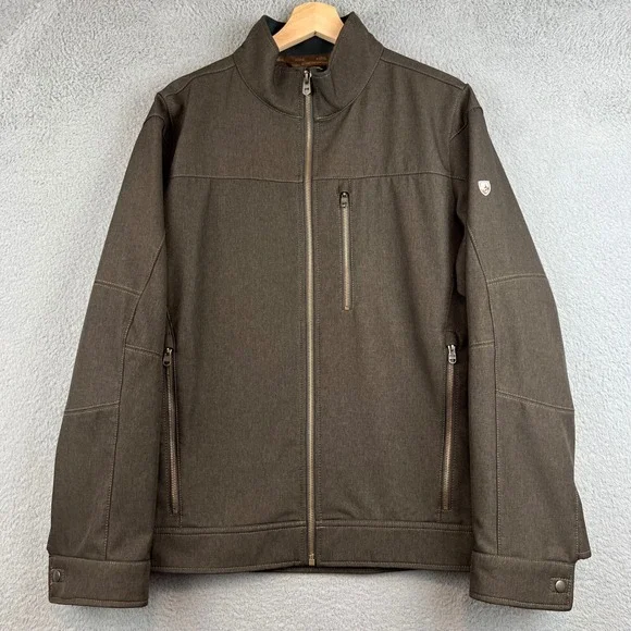 Kuhl Interceptr Jacket Mens Medium Brown Full Zip Fleece Alfpaca Gold Outdoor