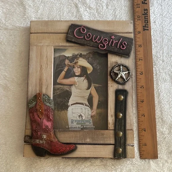 River‎ Edge Brand Western Boots Texas Star Photo Frame