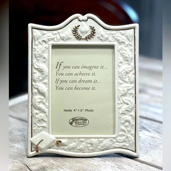 Musical San Francisco Porcelain Graduation Frame. “Pomp and Circumstance” Ivory