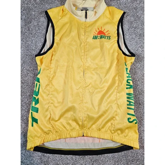 Trek AM:WATTS Cycling Vest Mens Medium Yellow Full Zip Mesh Back Gilet 40949