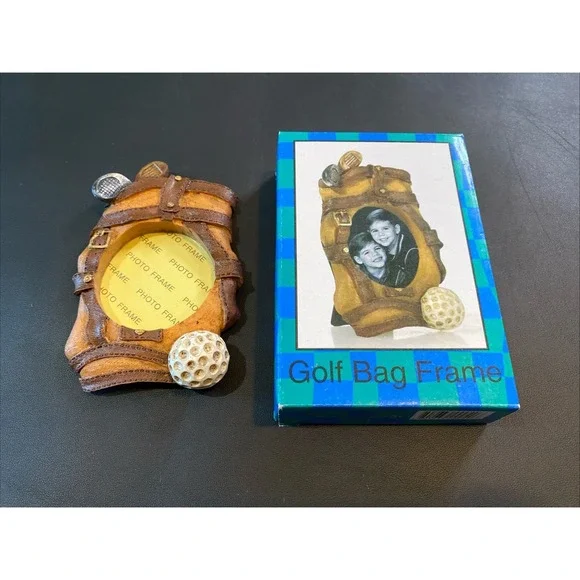 Vintage Golf Bag Photo Frame Resin Brown Sports Decor Tabletop Picture Frame Box