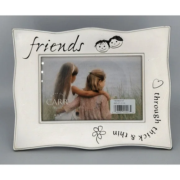 Vintage Carr's Friends‎ theme 4x6  Silver Pewtered Photo Picture Frame 1990s