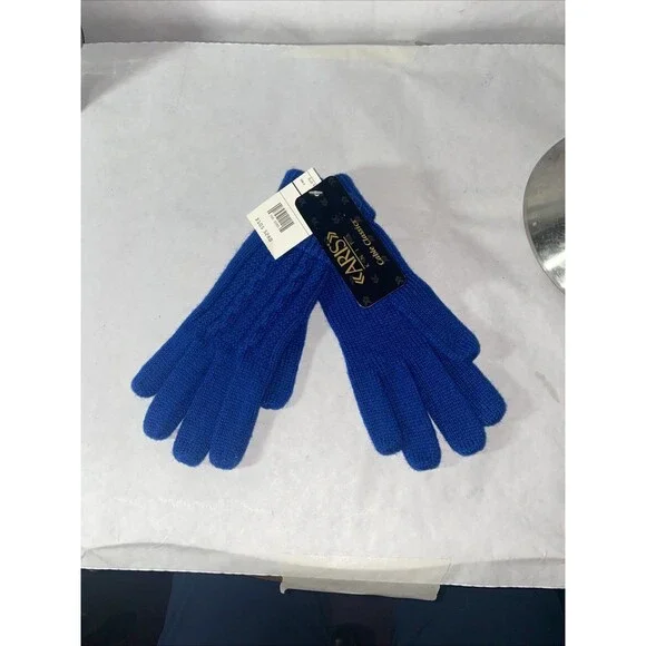 Vintage Aris Gloves Warm Knit One Size Womens blue Cable Knit