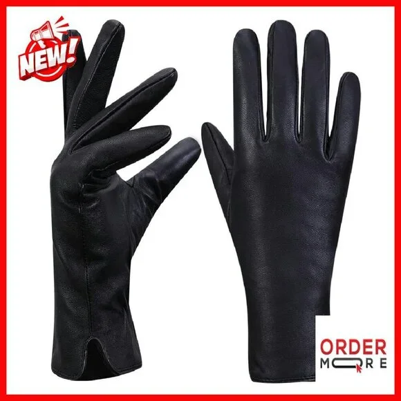 Nappa Lambskin Leather Gloves Cashmere Lined Touchscreen Winter Warm