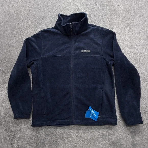 Columbia Jacket Mens Large Blue Fleece Windbreaker Lined‎ Warm Full Zip Pockets