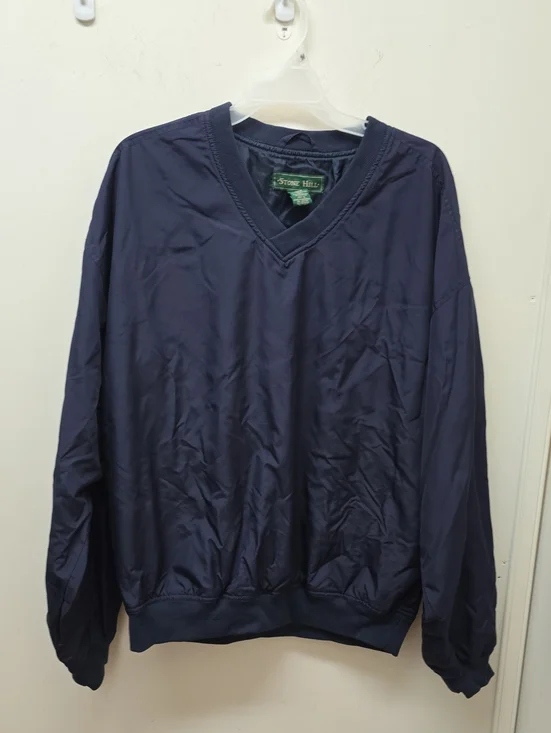 Stone Hill Navy V-Neck Pullover Windbreaker / Golf Sweatshirt - Size L