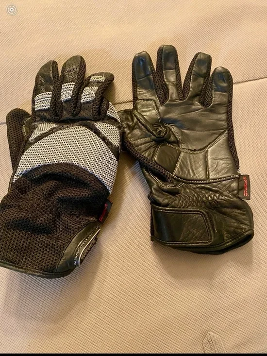 Black and Gray men’s  Mesh Leather Motorcycle Gloves