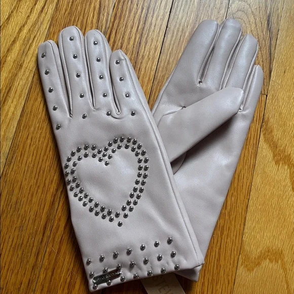 Steve Madden Pink Vegan Leather Studded Gloves L/XL NWT