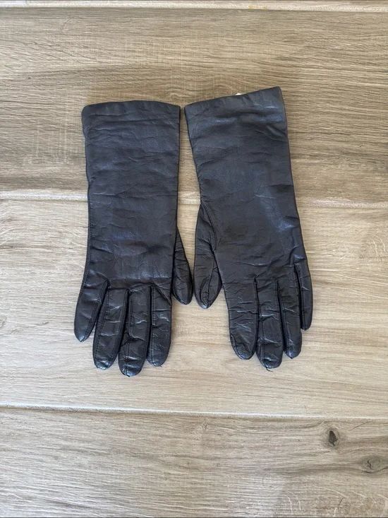 Vintage Lord & Taylor 7 Leather Gloves with Brown Cashmere Lining