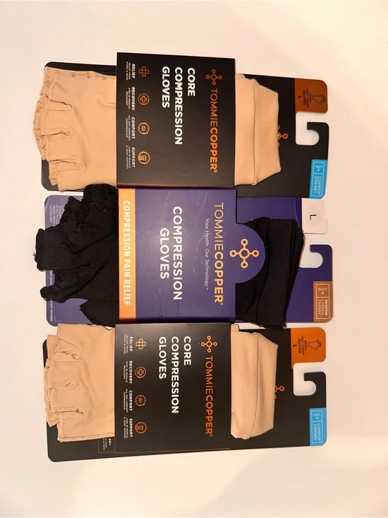 LOT of 3 pairs of Tommie Copper Recovery Compression Half-Finger Gloves