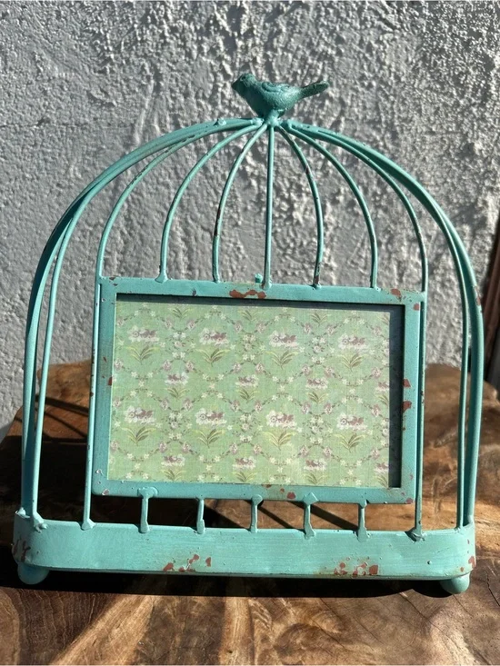Darling Teal Birdcage Photo Frame