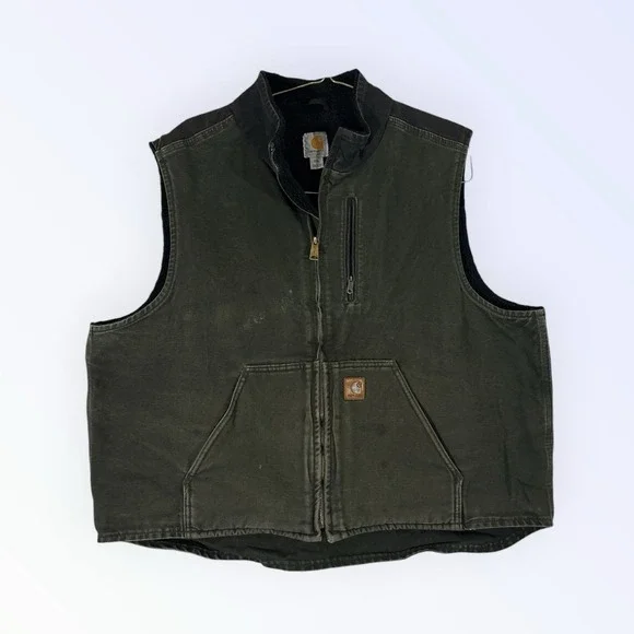 CARHARTT VEST MENS 2X GREEN BLACK SHERPA LINED