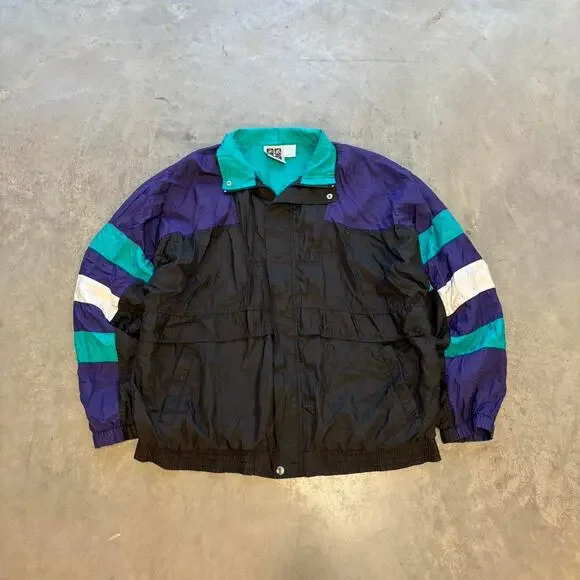 y2k vintage striped windbreaker zip up jacket