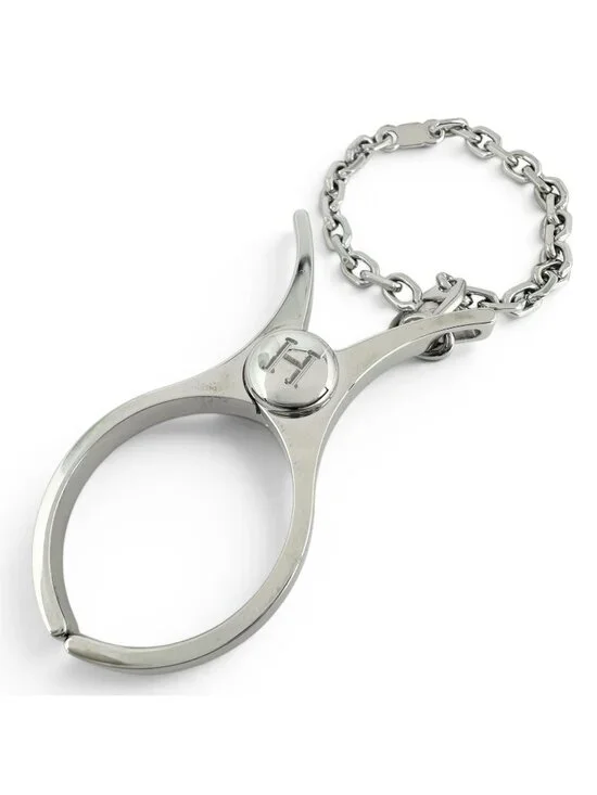 Hermes Filou Logo Glove Holder Strap Silver Gloves