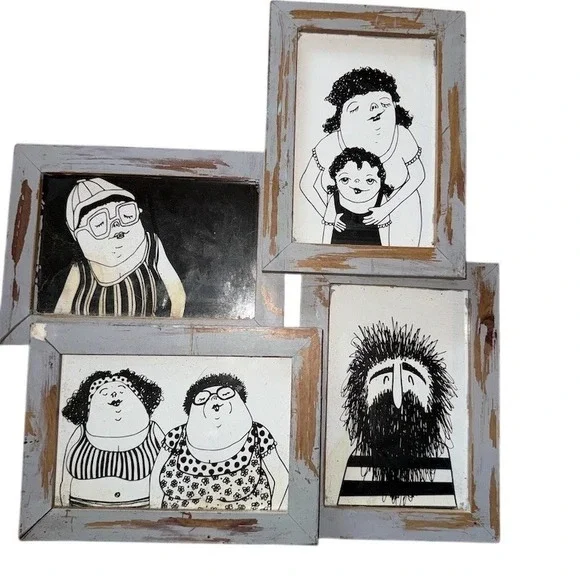 Flying Tiger Collage Picture Frame Gray Rustic‎ Distressed 4-Opening farmhouse