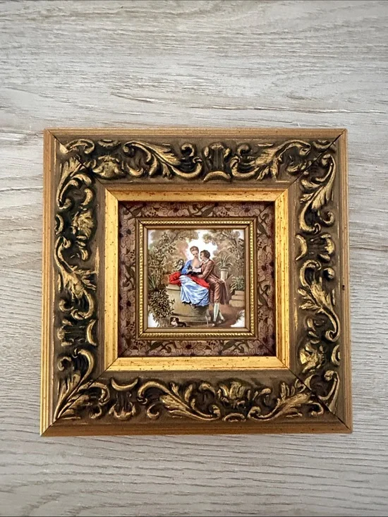 Ornate Gold Framed Romantic Wall Art - Gold