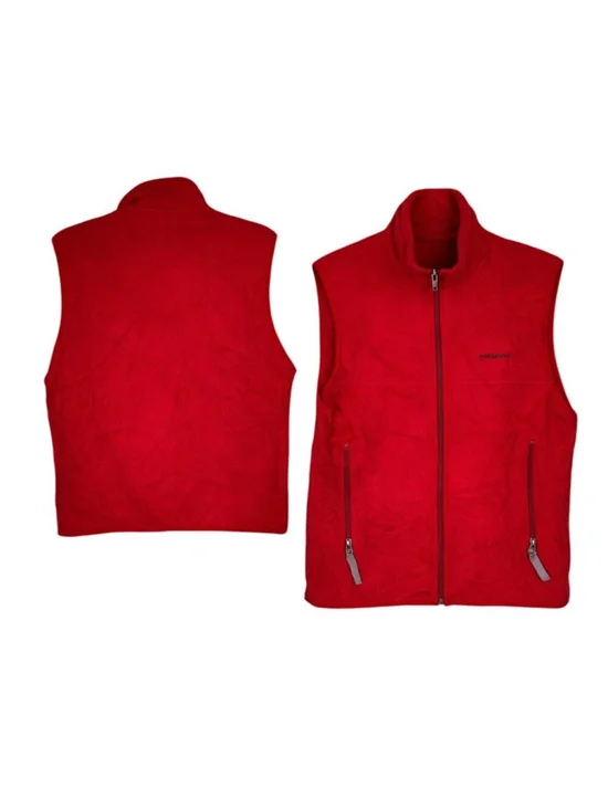 Patagonia Synchilla Fleece Vest Red Mens Small Full Zip Outdoor Gorpcore