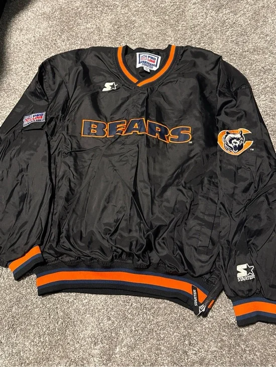 STARTER Proline Chicago Bears Black Pullover with Orange and Blue Trim XL